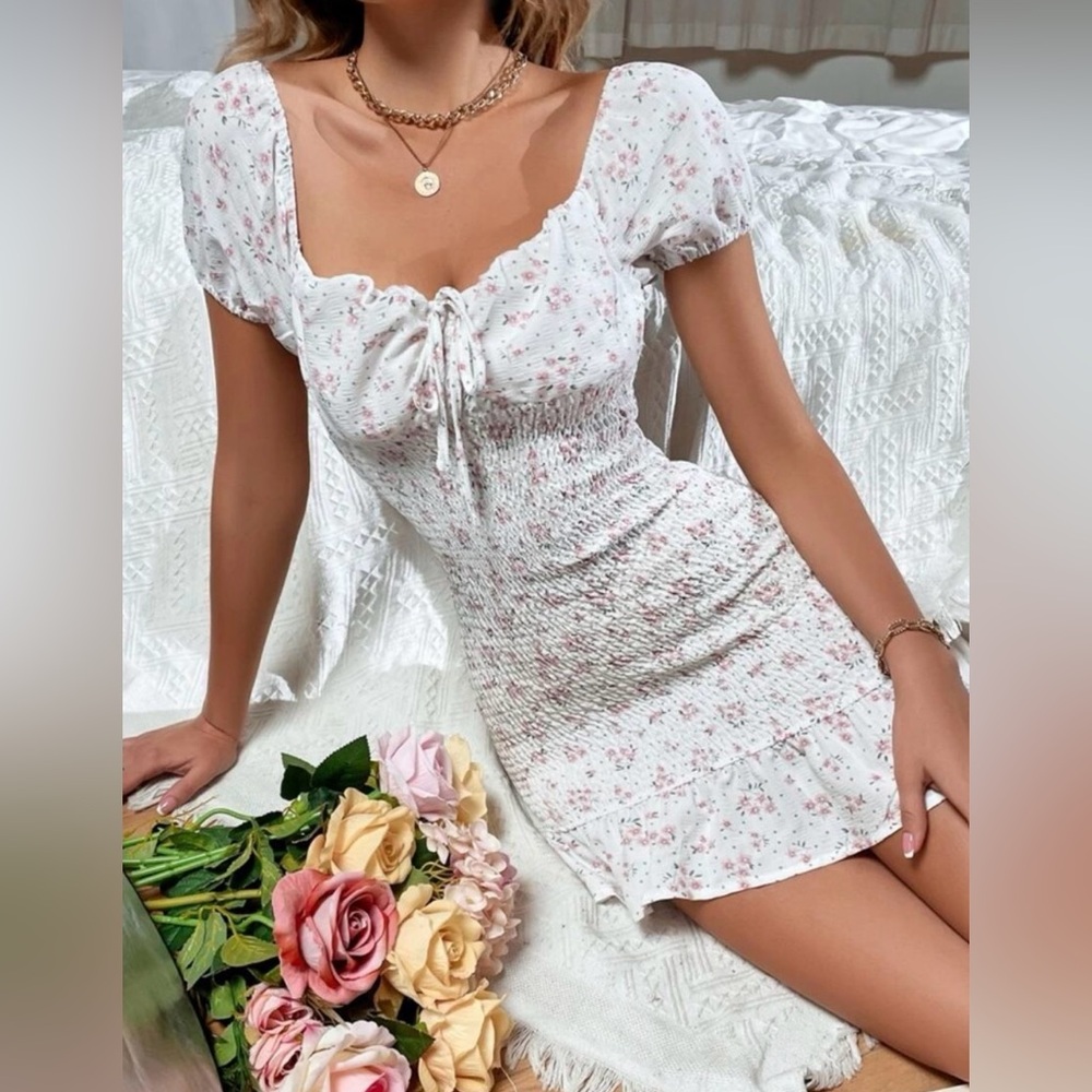 Floral White Mini Dress